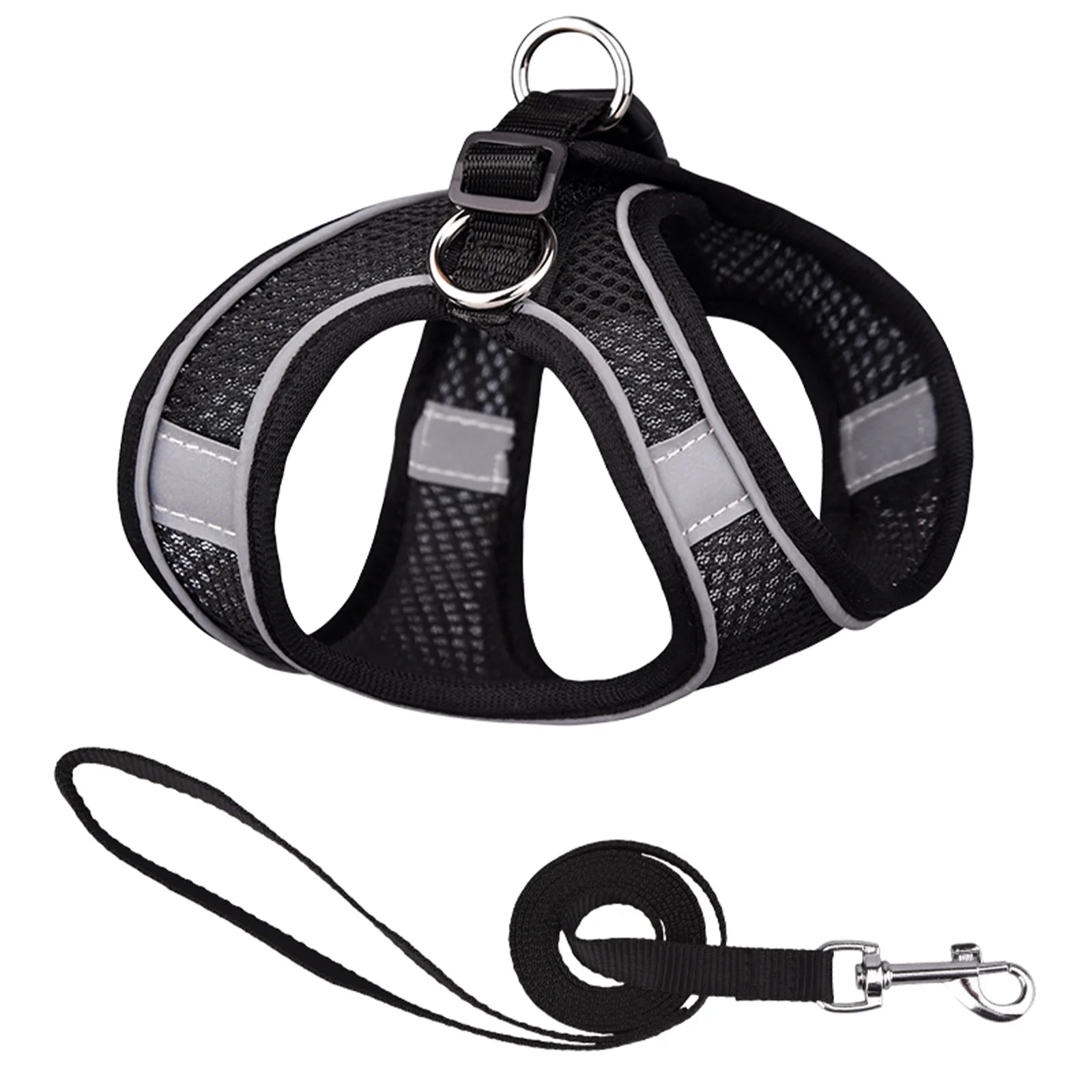 Cat Harness and Leash for Walking, Escape Proof Adjustable Cat Vest Harnesses, Easy Control Breathable Reflective Strips Jacket, Soft Harness for Puppy Small Medium Large Cats, Black(Xs)