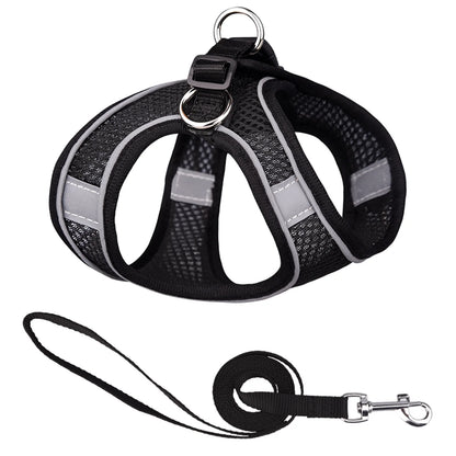 Cat Harness and Leash for Walking, Escape Proof Adjustable Cat Vest Harnesses, Easy Control Breathable Reflective Strips Jacket, Soft Harness for Puppy Small Medium Large Cats, Black(Xs)