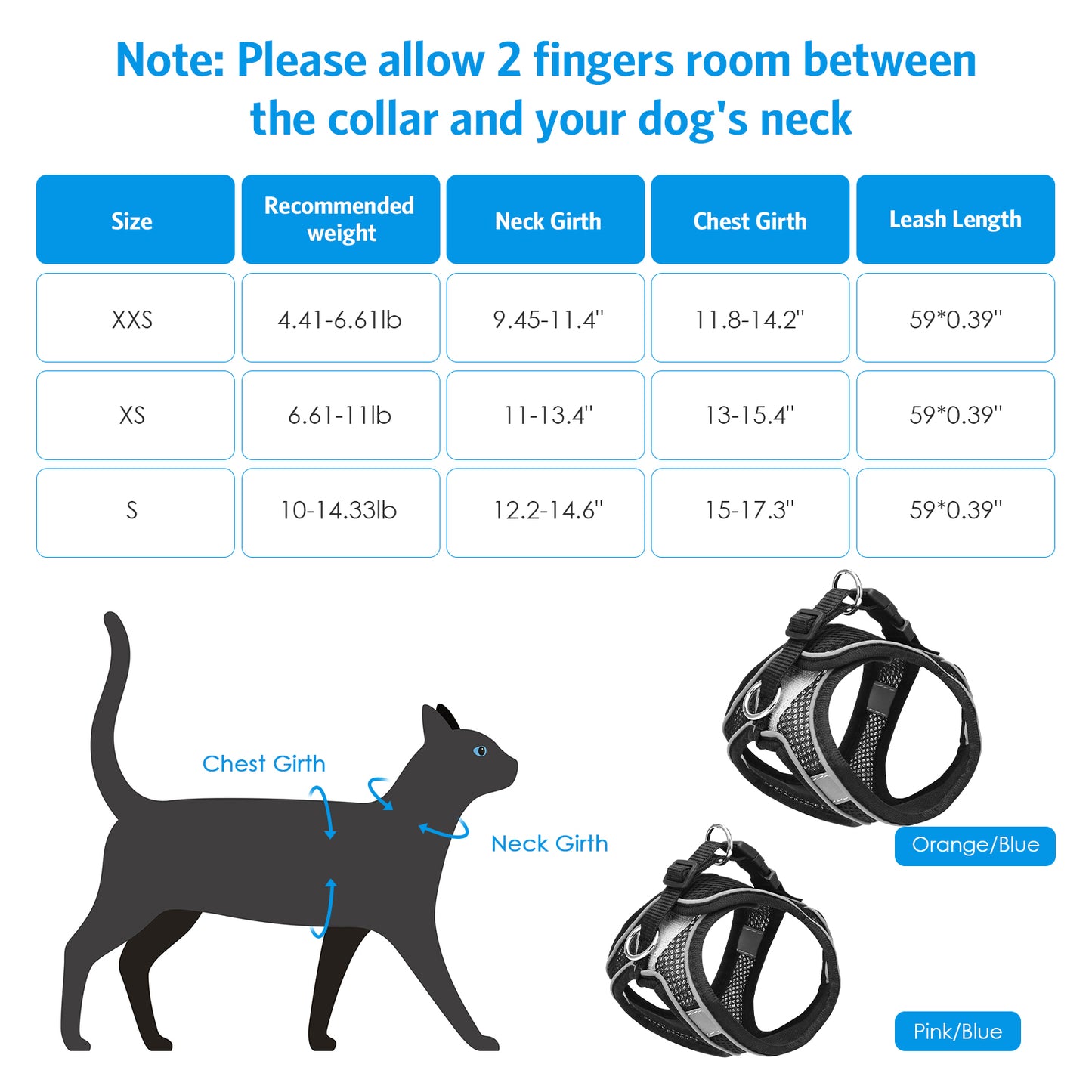 Cat Harness and Leash for Walking, Escape Proof Adjustable Cat Vest Harnesses, Easy Control Breathable Reflective Strips Jacket, Soft Harness for Puppy Small Medium Large Cats, Black(Xs)